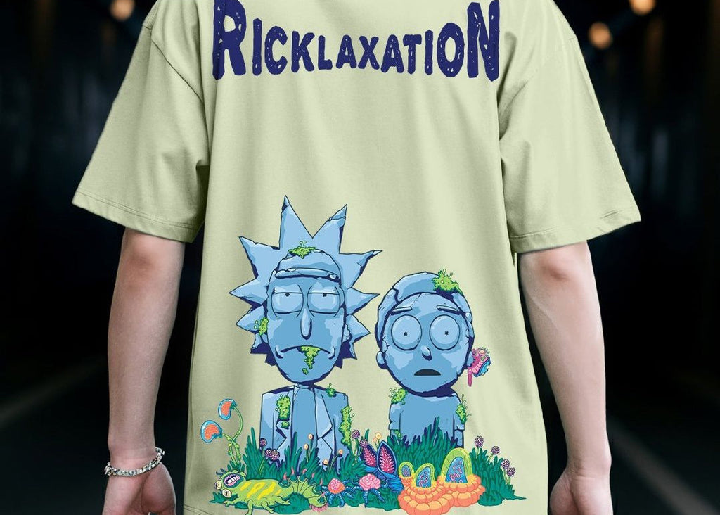 Men's Green Stoned Rick & Morty Graphic Printed Oversized T-shirt