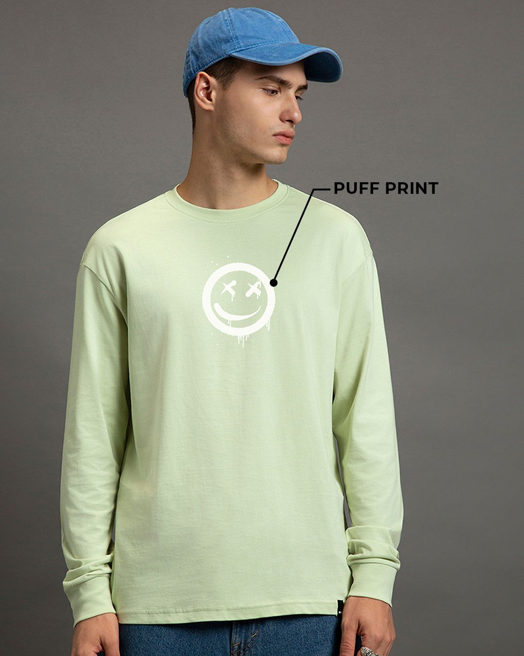 Men's Green Focused Typography Oversized T-shirt 2