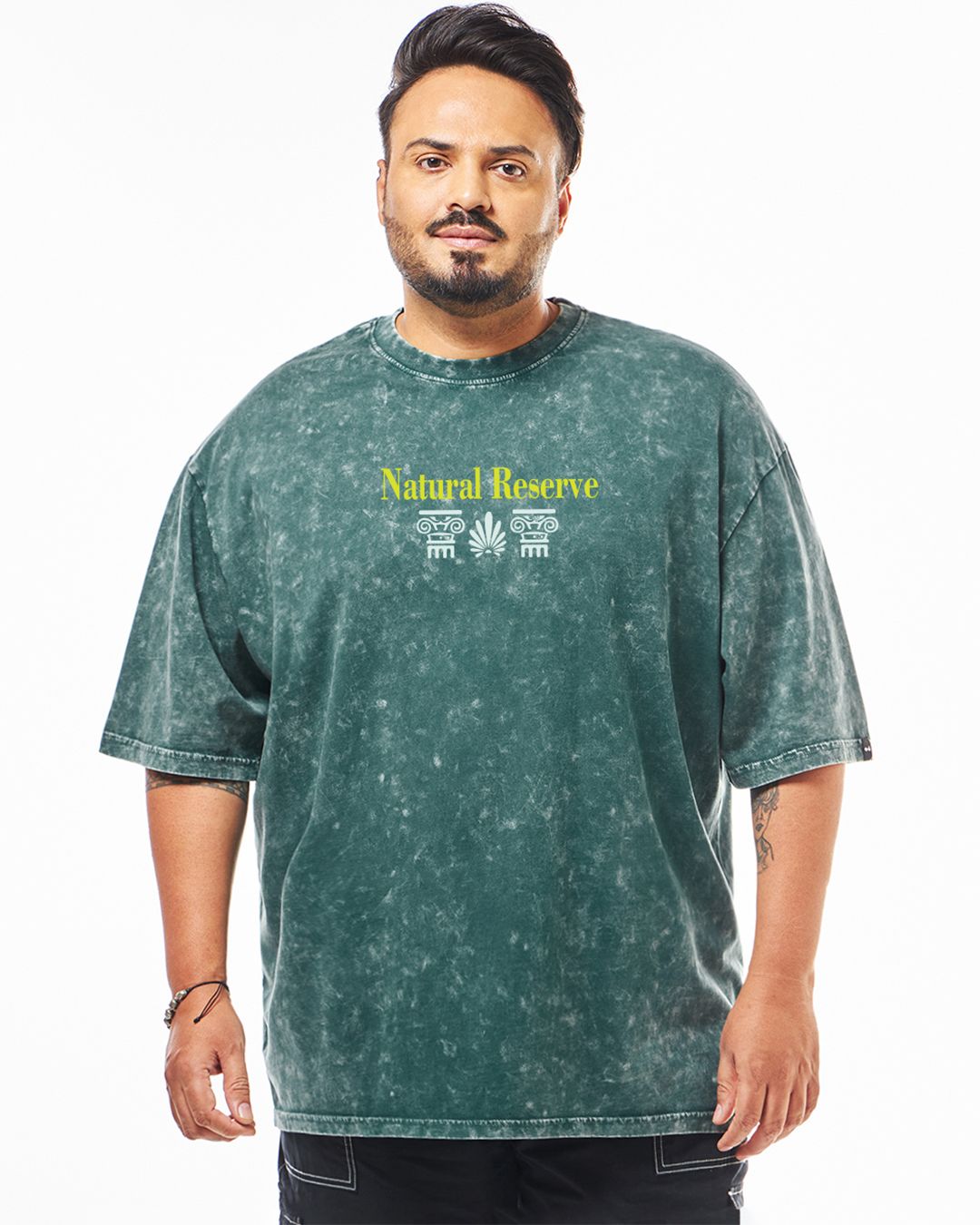 Men's Dark Sea Green Sanctuary Graphic Printed Oversized Plus Size T-shirt