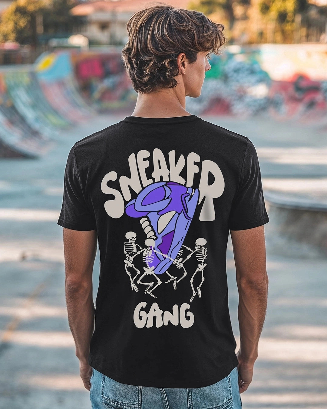 Men's Black Sneaker Gang Graphic Printed T-shirt 2