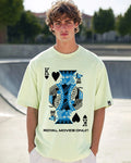 Men's Fog Green Royal Moves Graphic Printed Oversized T-shirt