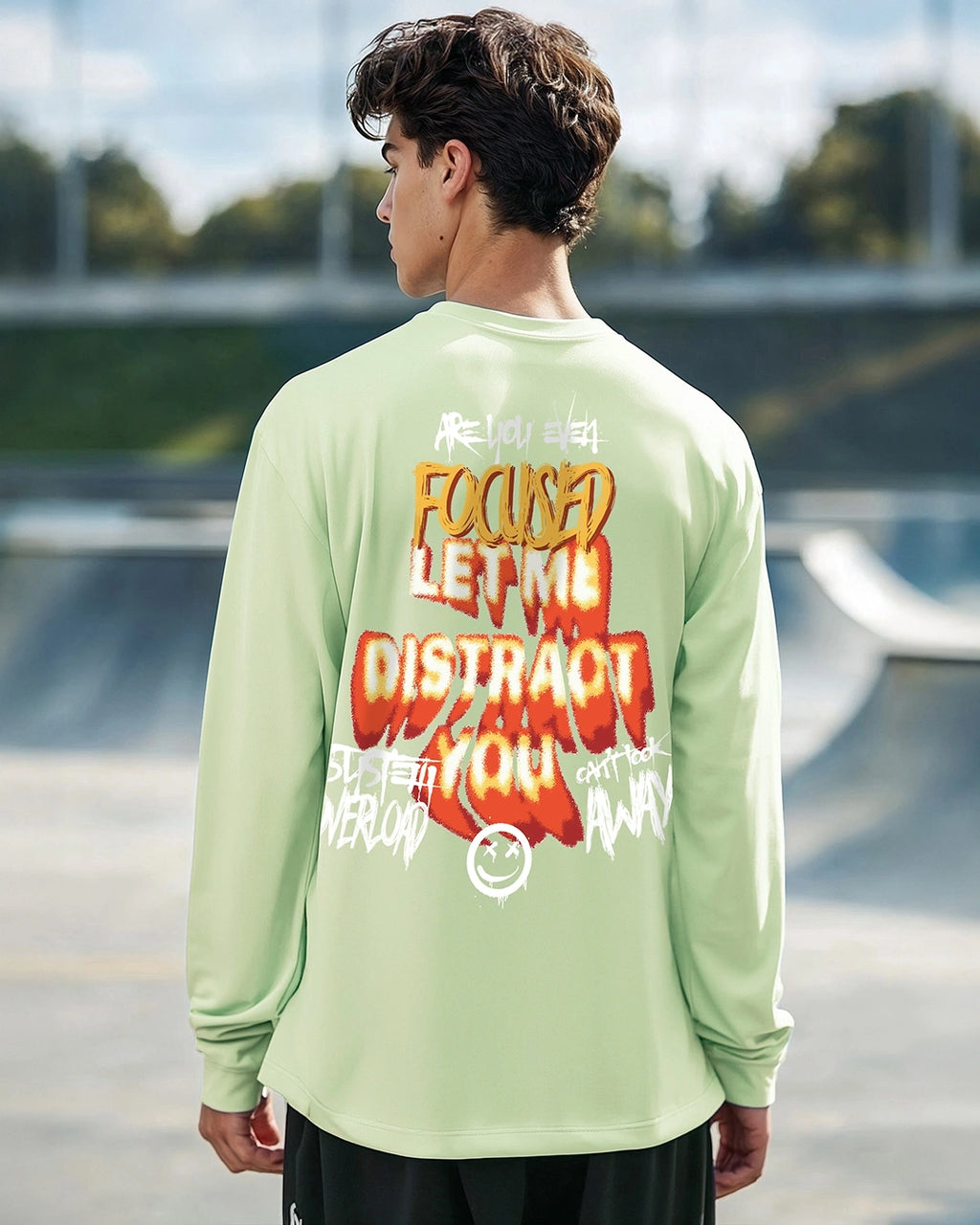 Men's Green Focused Typography Oversized T-shirt 2
