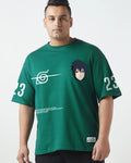 Men's Green Sasuke Graphic Printed Oversized Plus Size T-shirt
