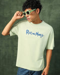 Men's Green Stoned Rick & Morty Graphic Printed Oversized T-shirt