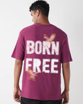 Men's Purple Born Free Graphic Printed Oversized T-shirt 1